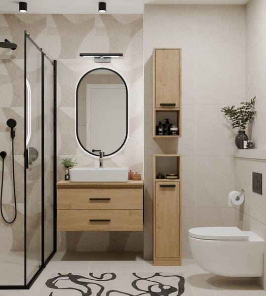 TP Living Závěsná horní koupelnová skříňka Mexy W1D 25,5 cm dub Artisan