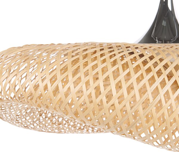 Závesná lampa svetlohnedá bambusové drevené tienidlo boho dizajn osvetlenie do interiéru