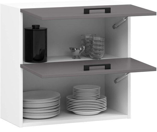 Ak furniture Závesná kuchynská skrinka OLIVIE 60x58 cm 02 matná biela/matná grafitovo sivá