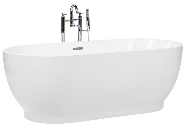 Voľne stojaca vaňa biela akrylát 170 x 78 cm oválny tvar lesklá povrchová úprava pre 1 osobu moderný štýl kúpeľňa