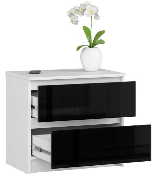 Ak furniture Komoda Liv 60 cm čierna lesklá