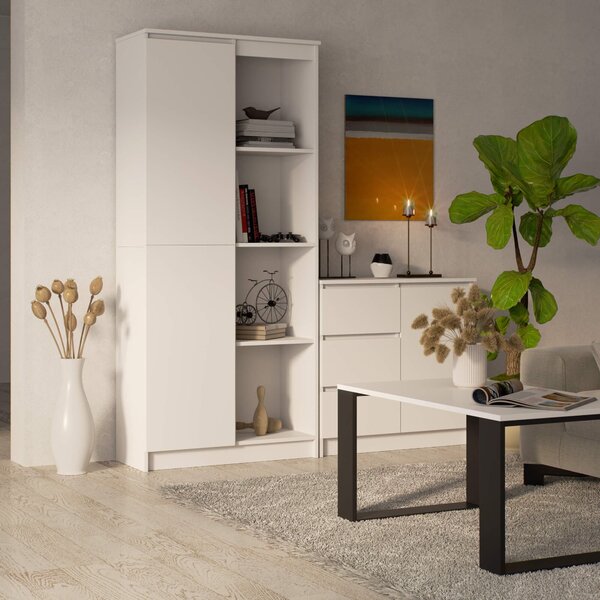 Ak furniture Regál Rexa 80 cm 1 skrinka a 4 police biely