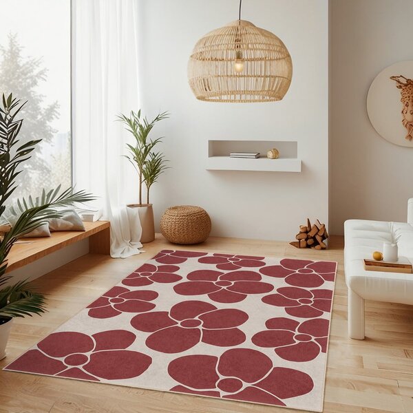 Červený prateľný koberec 60x100 cm Red Meadow – Mila Home