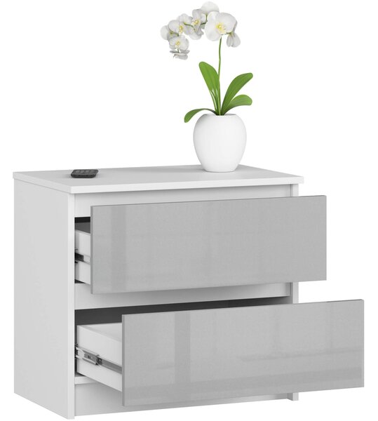 Ak furniture Komoda Liv 60 cm biela/sivá lesklá