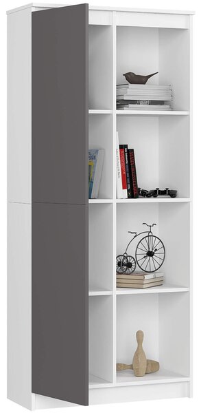 Ak furniture Knižnica R 80 cm CLP biela/grafit