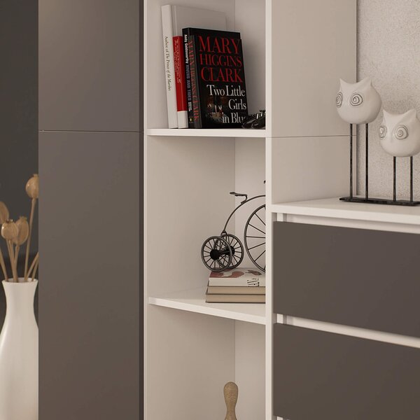 Ak furniture Knižnica R 80 cm CLP biela/grafit