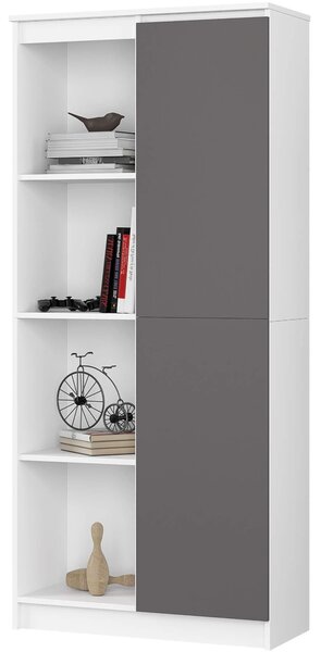 Ak furniture Knižnica R 80 cm CLP biela/grafit