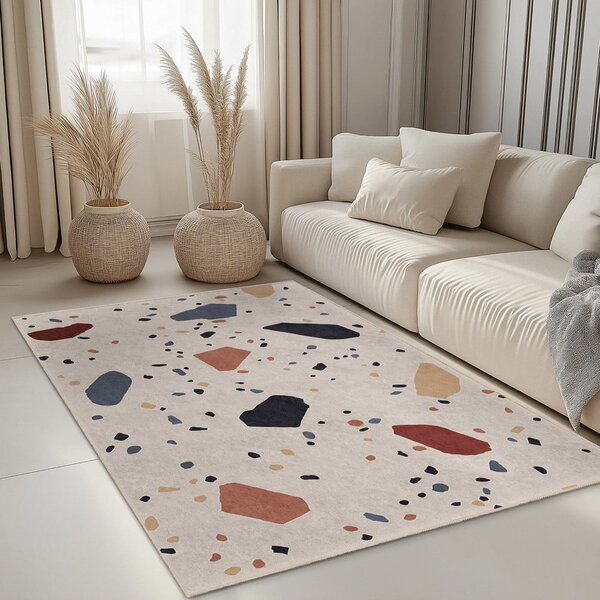 Krémový prateľný koberec 80x150 cm Cracked Terrazzo – Mila Home