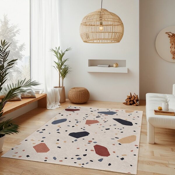 Krémový prateľný koberec 80x150 cm Cracked Terrazzo – Mila Home