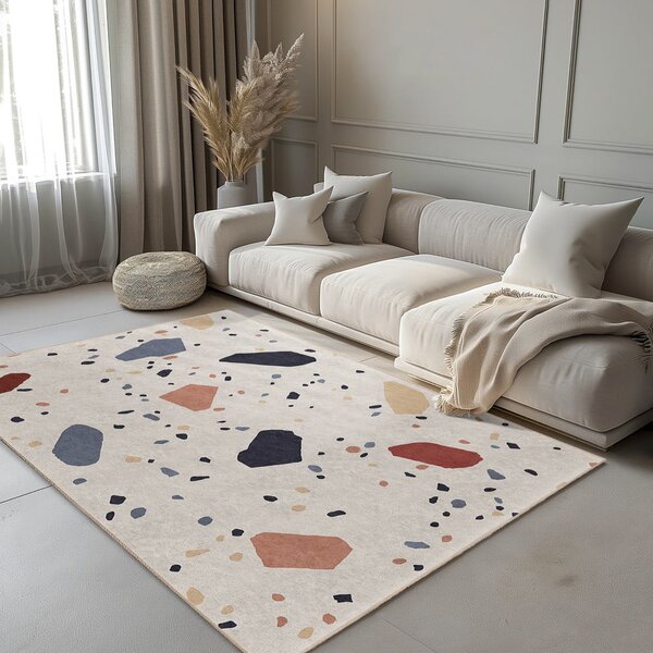 Krémový prateľný koberec 80x150 cm Cracked Terrazzo – Mila Home