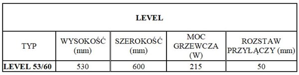 Regnis LEVEL, vykurovacie teleso 600x530mm so stredovým pripojením 50mm, 215W, čierna matná, LEVEL530/600/D50/BLACK