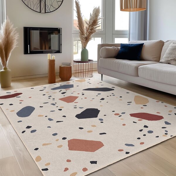 Krémový prateľný koberec 80x150 cm Cracked Terrazzo – Mila Home