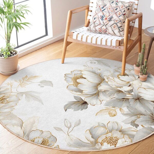 Prateľný okrúhly koberec vo svetlosivej a béžovej farbe ø 80 cm Soft and Gentle – Mila Home