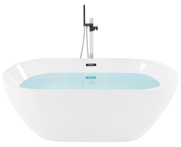 Voľne stojaca vaňa biela akrylát 150 x 75 cm oválny tvar elegantný moderný štýl kúpeľňa
