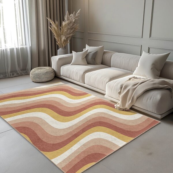 Okrovožltý/staroružový prateľný behúň 60x230 cm Creamy Strawberry Swirl – Mila Home