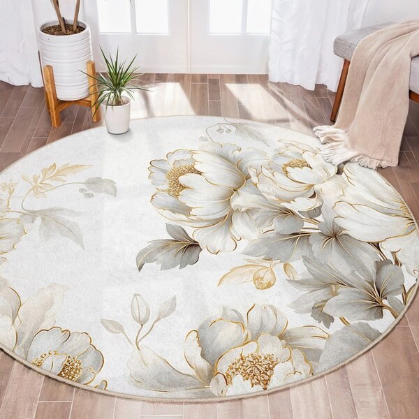 Prateľný okrúhly koberec vo svetlosivej a béžovej farbe ø 80 cm Soft and Gentle – Mila Home