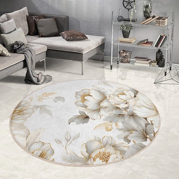 Prateľný okrúhly koberec vo svetlosivej a béžovej farbe ø 80 cm Soft and Gentle – Mila Home