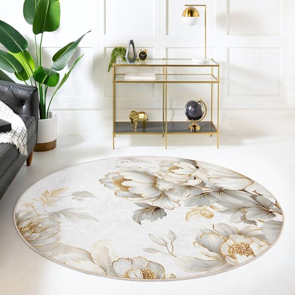 Prateľný okrúhly koberec vo svetlosivej a béžovej farbe ø 80 cm Soft and Gentle – Mila Home