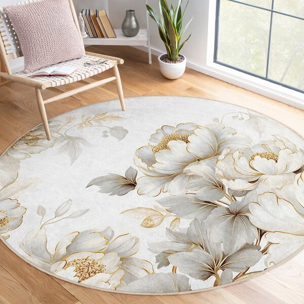 Prateľný okrúhly koberec vo svetlosivej a béžovej farbe ø 80 cm Soft and Gentle – Mila Home