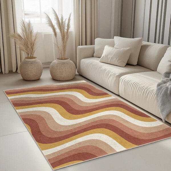 Okrovožltý/staroružový prateľný behúň 60x230 cm Creamy Strawberry Swirl – Mila Home