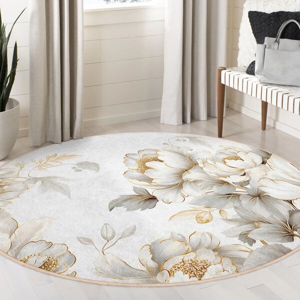 Prateľný okrúhly koberec vo svetlosivej a béžovej farbe ø 80 cm Soft and Gentle – Mila Home