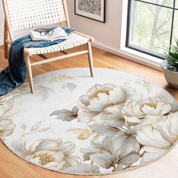 Prateľný okrúhly koberec vo svetlosivej a béžovej farbe ø 80 cm Soft and Gentle – Mila Home