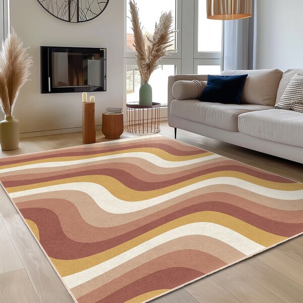 Okrovožltý/staroružový prateľný behúň 60x230 cm Creamy Strawberry Swirl – Mila Home