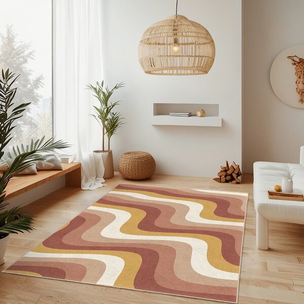 Okrovožltý/staroružový prateľný behúň 60x230 cm Creamy Strawberry Swirl – Mila Home