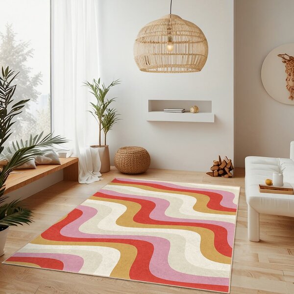 Žltý/ružový prateľný behúň 60x230 cm Creamy Raspberry Swirl – Mila Home