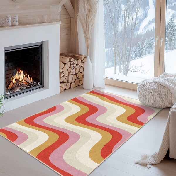 Žltý/ružový prateľný behúň 60x230 cm Creamy Raspberry Swirl – Mila Home