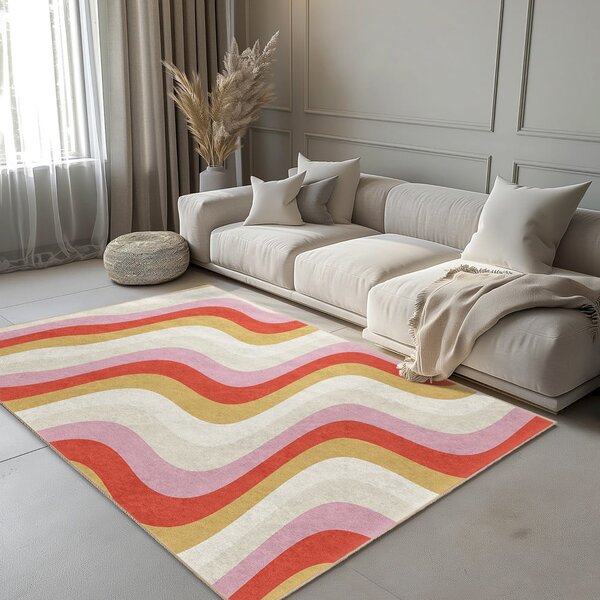 Žltý/ružový prateľný behúň 60x230 cm Creamy Raspberry Swirl – Mila Home
