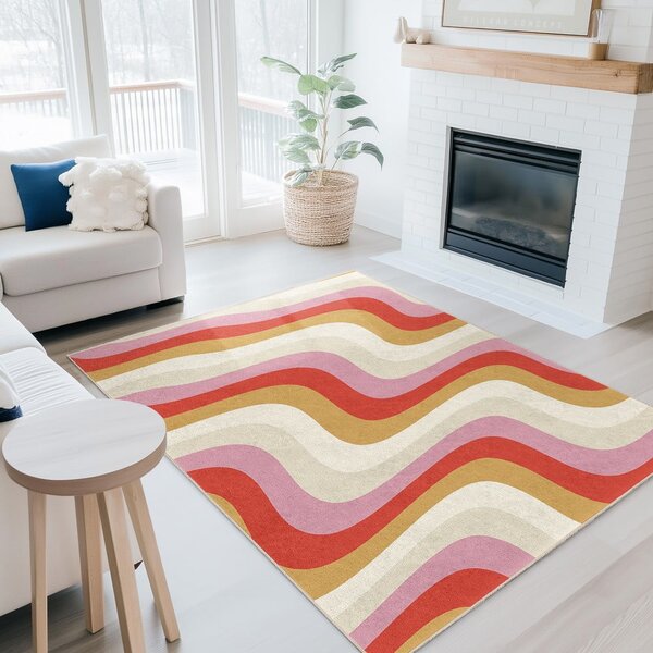 Žltý/ružový prateľný behúň 60x230 cm Creamy Raspberry Swirl – Mila Home