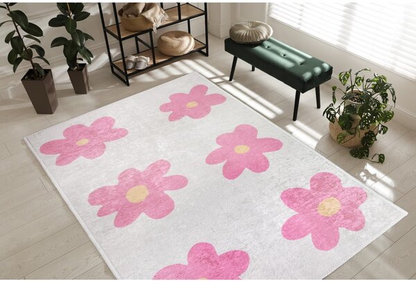 Ružový/slonovinový prateľný detský koberec 160x230 cm Cute Flowers Pink – Vitaus