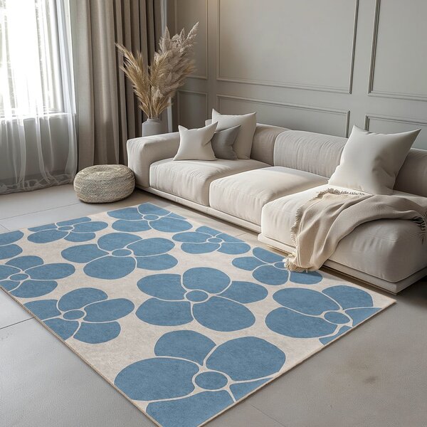 Modrý prateľný koberec 60x100 cm Blue Meadow – Mila Home