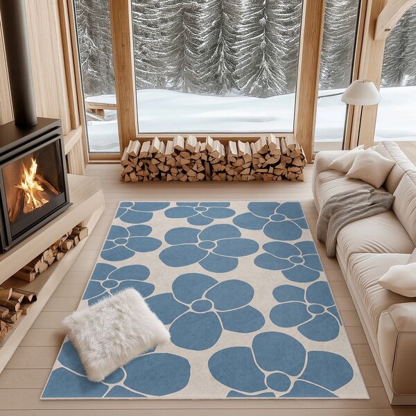 Modrý prateľný koberec 60x100 cm Blue Meadow – Mila Home