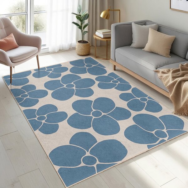 Modrý prateľný koberec 60x100 cm Blue Meadow – Mila Home