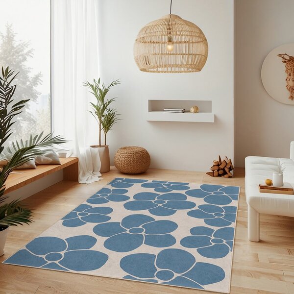 Modrý prateľný koberec 60x100 cm Blue Meadow – Mila Home