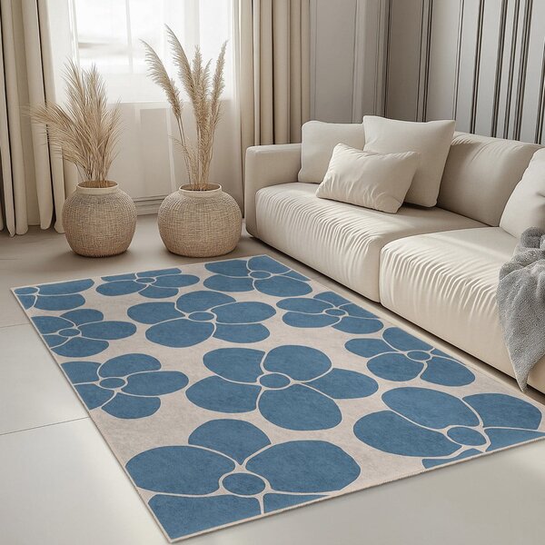 Modrý prateľný koberec 60x100 cm Blue Meadow – Mila Home