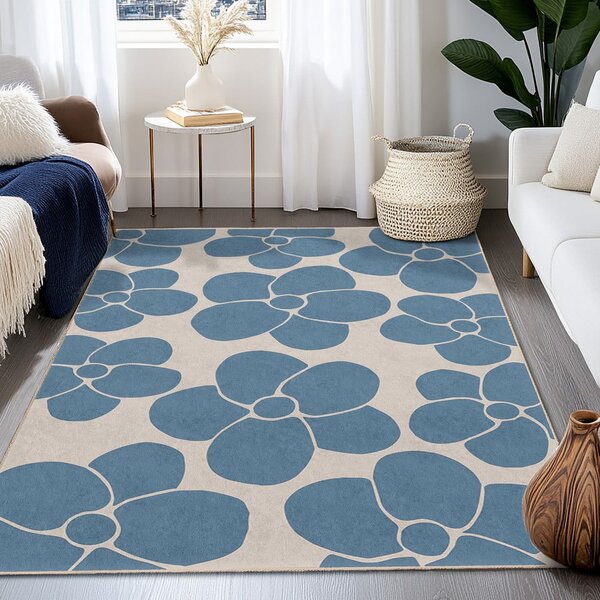 Modrý prateľný koberec 60x100 cm Blue Meadow – Mila Home