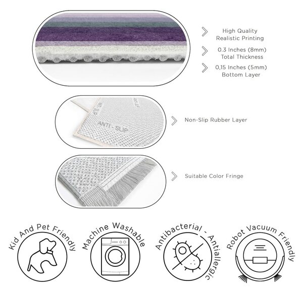 Fialový prateľný behúň 60x230 cm Purple Rain – Mila Home