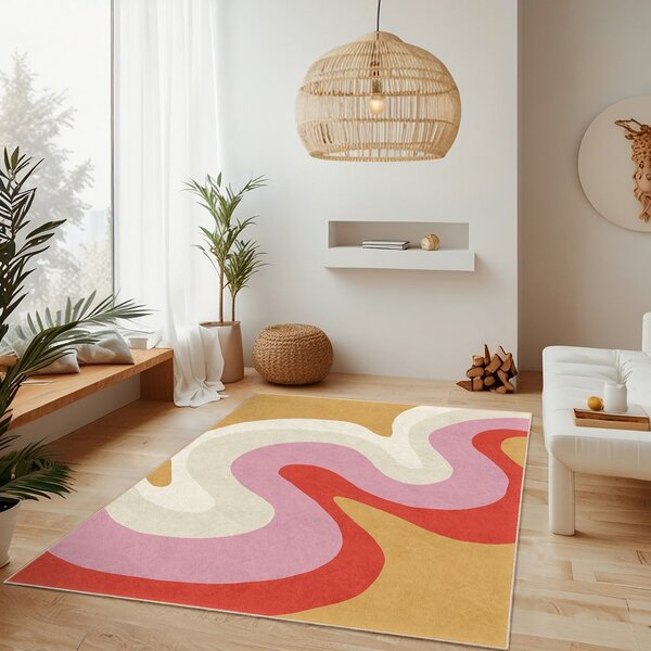 Žltý/ružový prateľný koberec 60x100 cm Raspberry Creamsicle – Mila Home