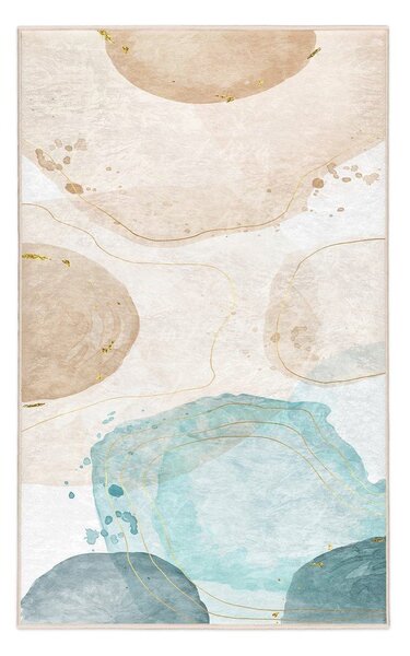 Krémovo-tyrkysový prateľný koberec 80x150 cm Puddle – Mila Home