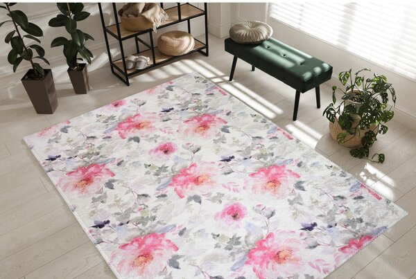 Ružový/slonovinový prateľný koberec 80x150 cm Pink Garden – Vitaus