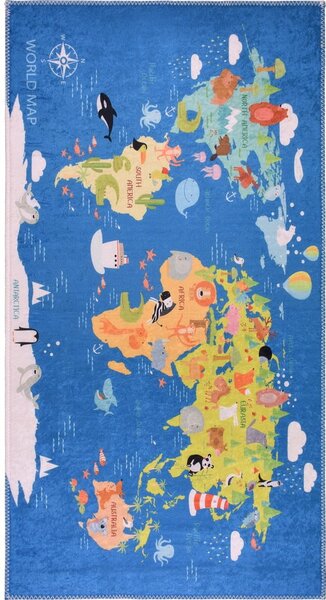 Modrý prateľný detský koberec 160x230 cm Animal Atlas – Vitaus