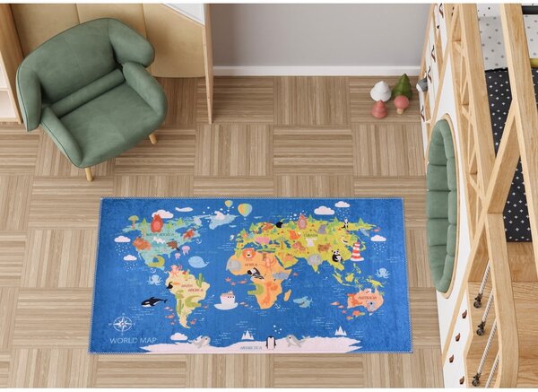 Modrý prateľný detský koberec 160x230 cm Animal Atlas – Vitaus