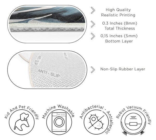 Modrý prateľný okrúhly koberec ø 80 cm Golden Leaves – Mila Home