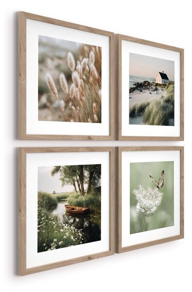 Tlačené obrazy v súprave 4 ks s rámom 30x30 cm Subtle Nature – Styler