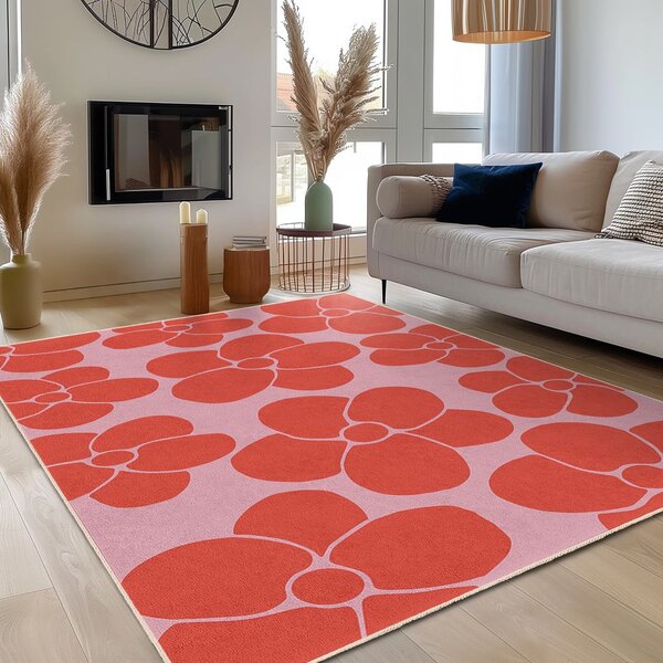 Červený/ružový prateľný koberec 60x100 cm Poppy Fields – Mila Home