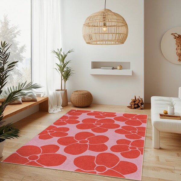 Červený/ružový prateľný koberec 60x100 cm Poppy Fields – Mila Home