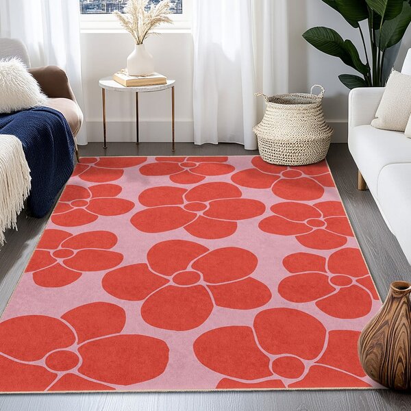 Červený/ružový prateľný koberec 60x100 cm Poppy Fields – Mila Home